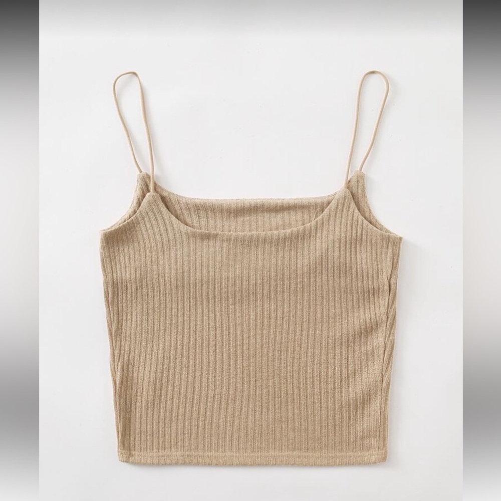 SHEIN Tan Ribbed Tank Top - Picture 2 of 7
